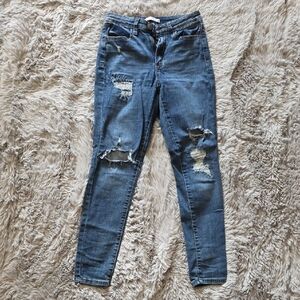 SO Women's Distressed Denim Skinny Jeans